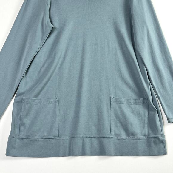 J Jill Long Sleeve Perfect Pima Turtleneck Tunic Pockets Blue Womens Medium - Picture 3 of 12